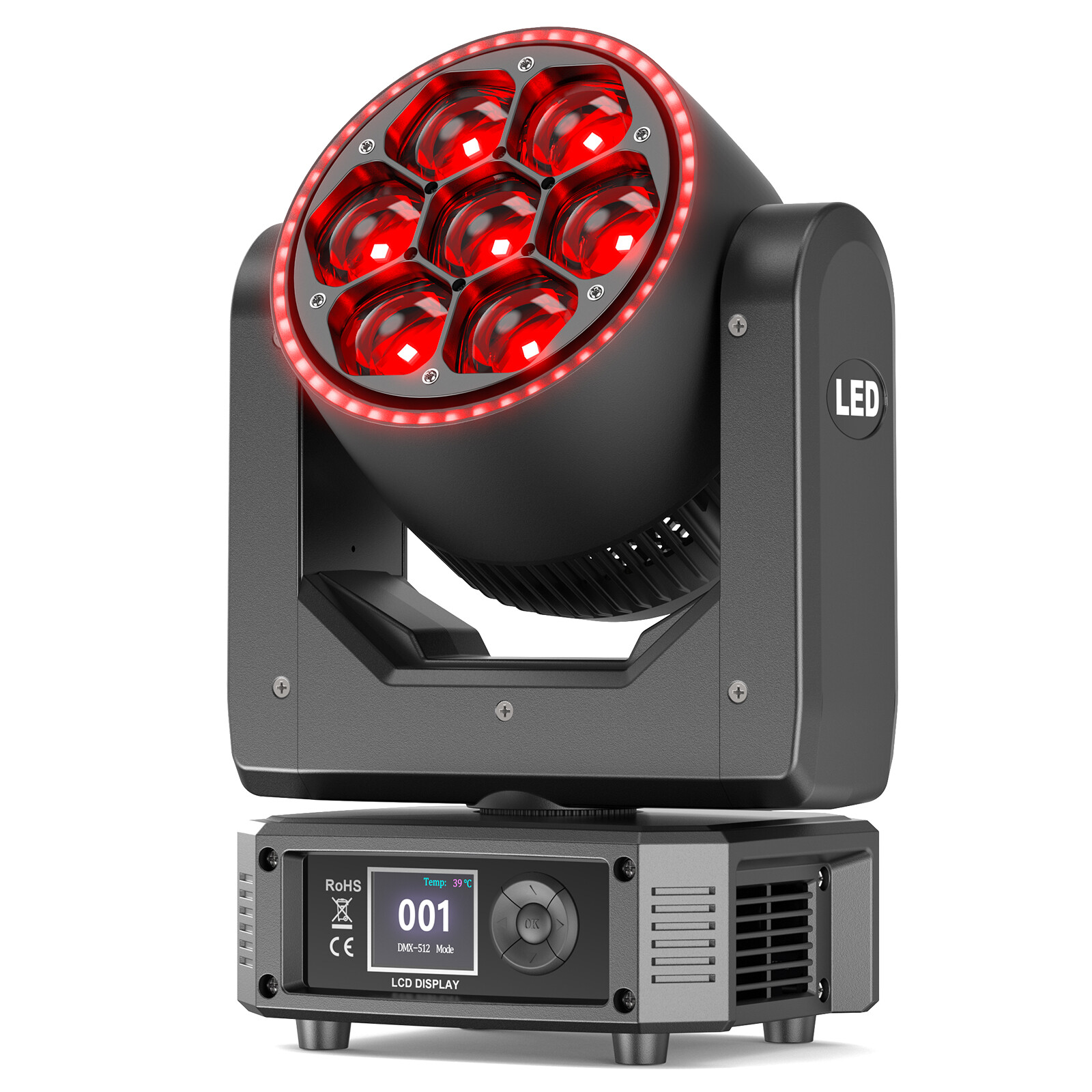 7X50W RGBW LED Zoom Moving Head Stage Lighting DJ DMX Beam Bar Disco Party Light