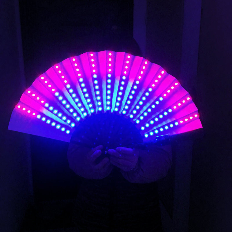 1PC Fashion LED Light Fan Discoloration Fan Bar Party Luminous Fan 10inch