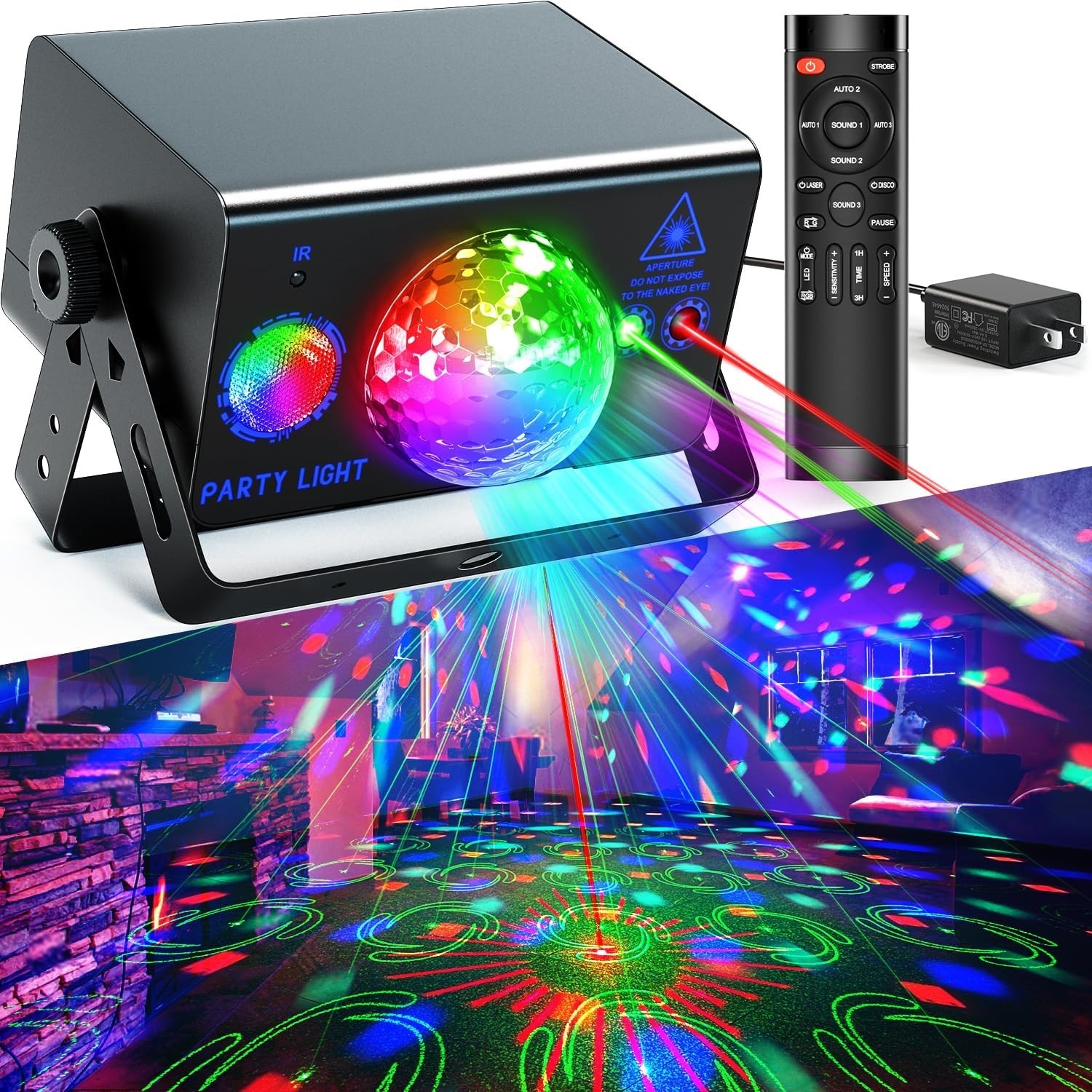 Party Disco Lights DJ LED Sound Activated with Remote for Club Bar Events