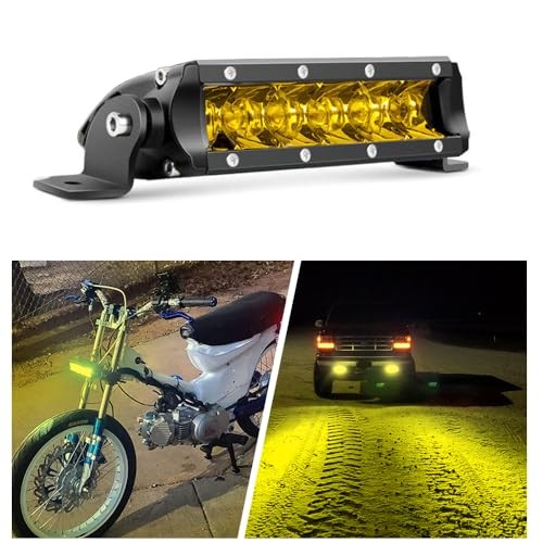 Yellow Led Light Bar, 7 INCH Spot Waterproof Led Pod 7 Inch Spot – 1 Pack