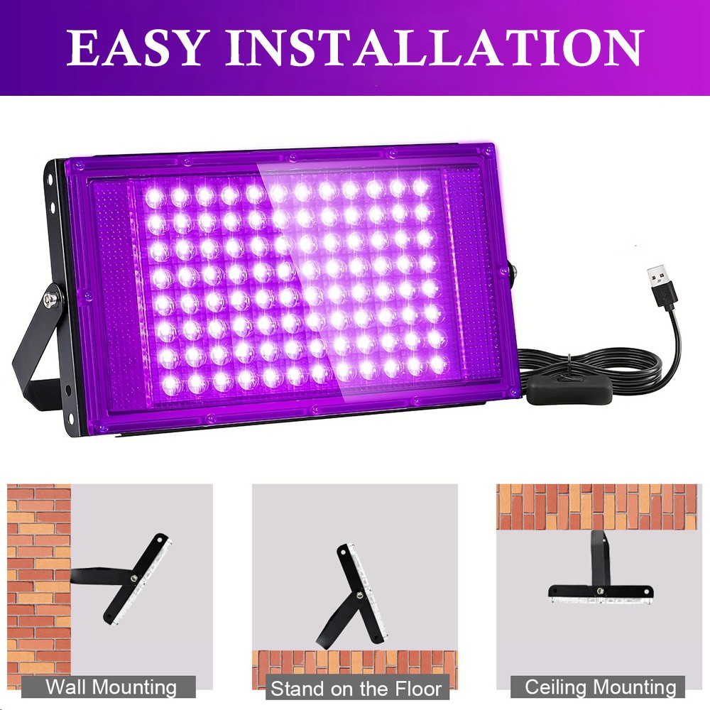 100W UV Black Light Bar LED Floodlight Stage Blacklight Party DJ Club Christmas