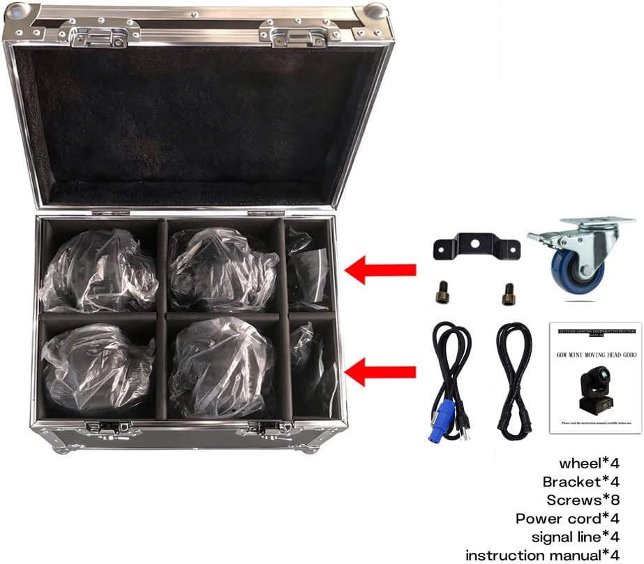 60W LED Moving Head Stage Light, DMX512 DJ Light | 8 Gobos & 8 Colors, Sound Act