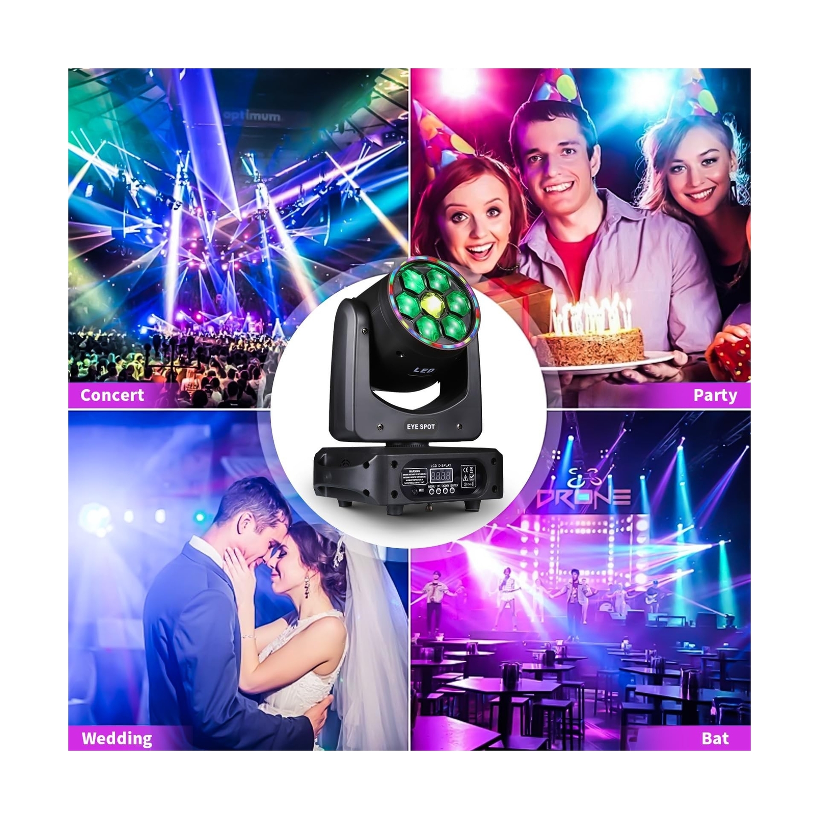 DJ Light Moving Head 150W LED Stage Lights 8 GOBOs 8 Colors Bee Eye + Spot + …