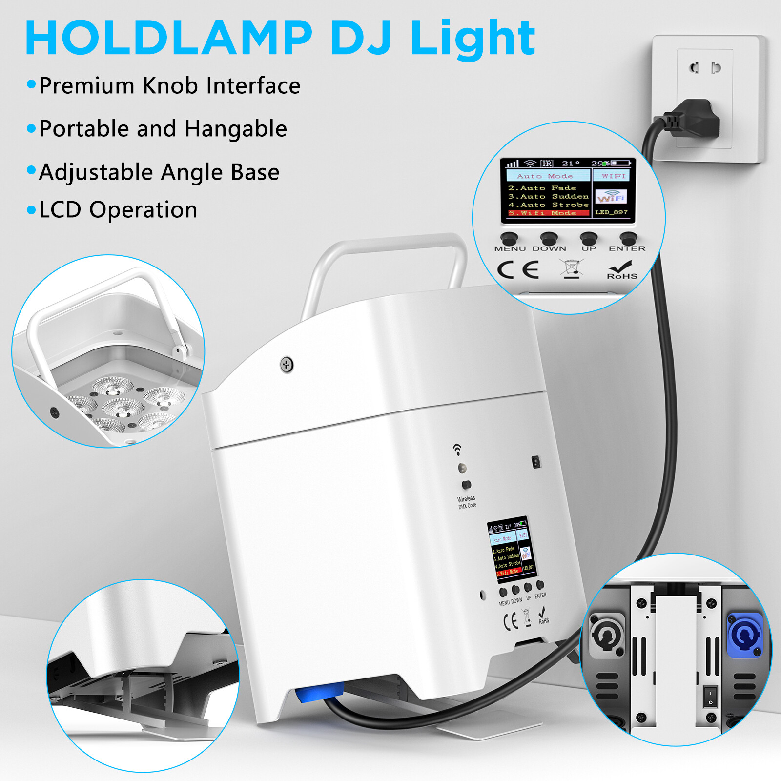 Wireless LED stage Uplight 6X18W RGBWA+UV Rechargeable Par Light Battery Powered