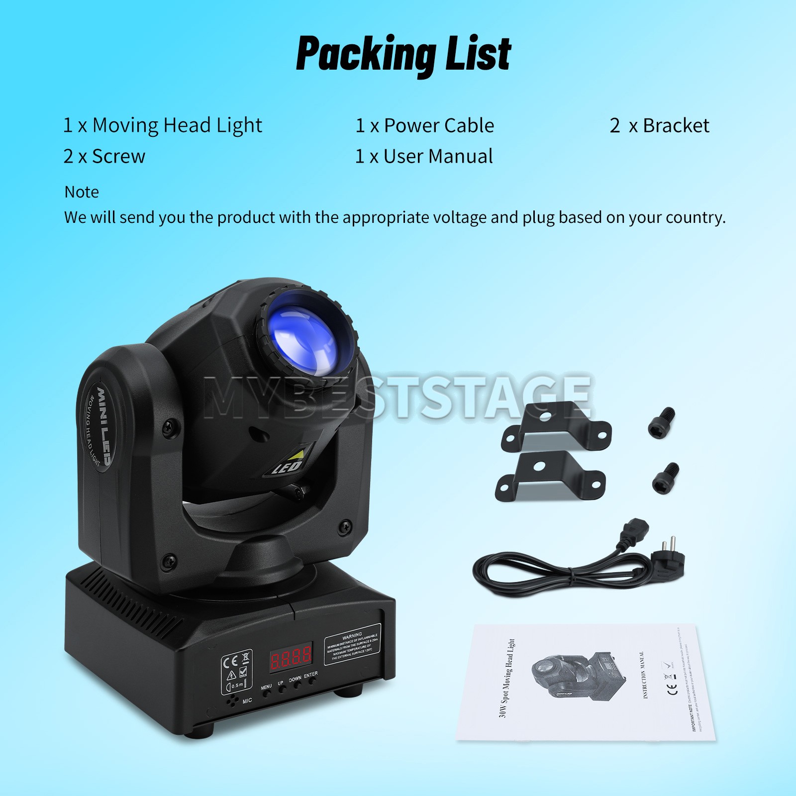 PAIDUN 120W Sharpy Beam Moving Head Light 8Gobo Music Control Disco Bar DJ Party