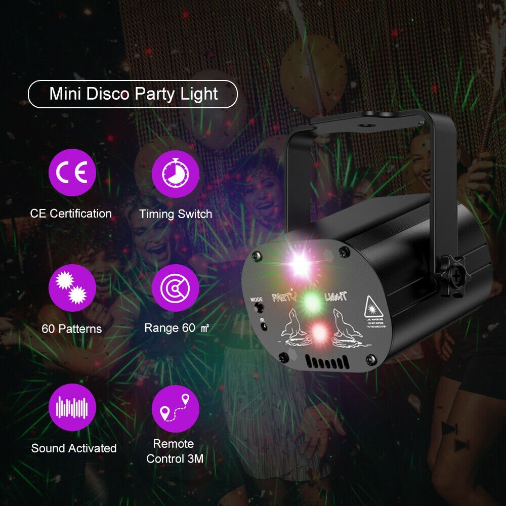 Mini 1024 Patterns Projector LED RGB Laser Stage Light DJ Disco Show Party Light