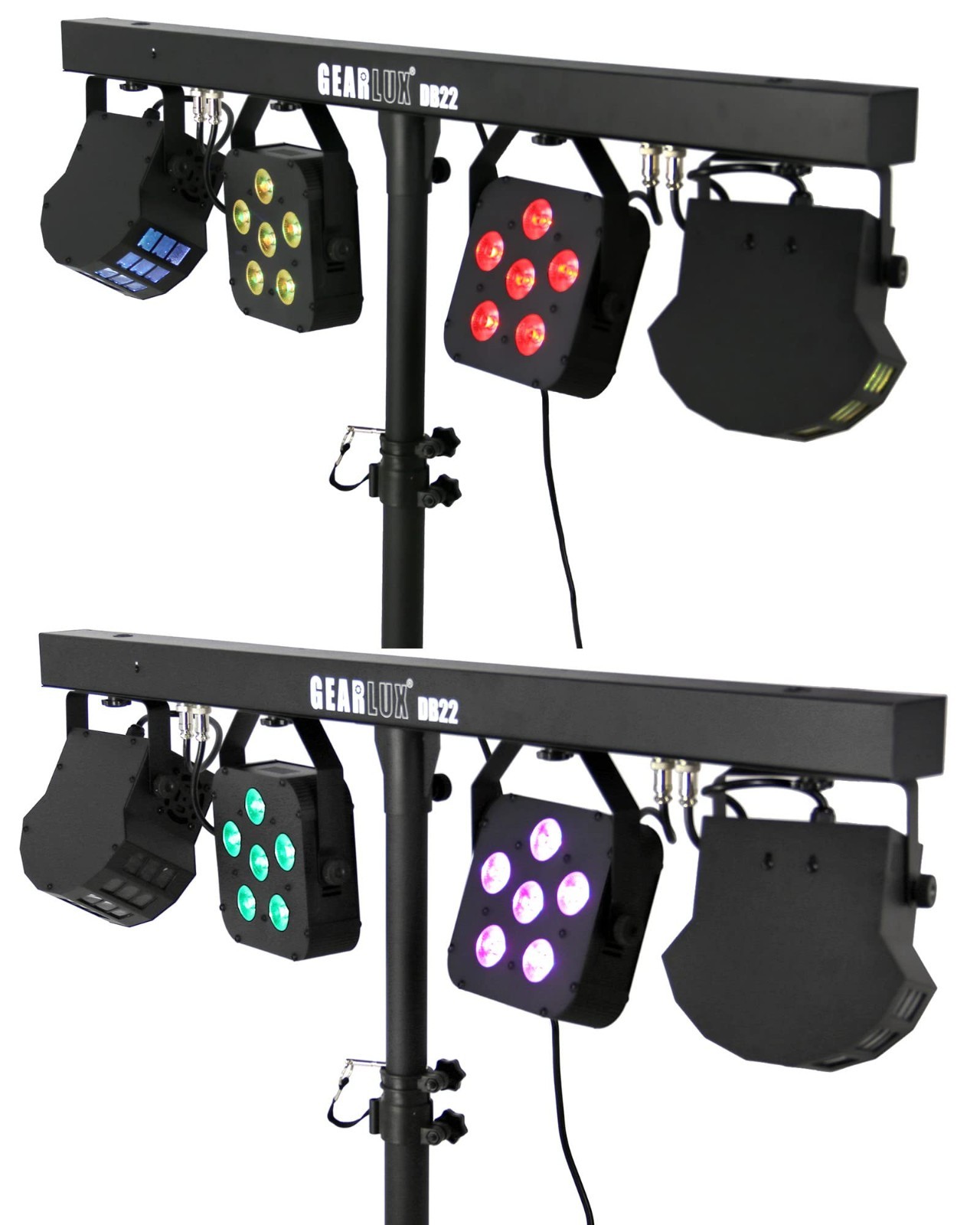 Gearlux 4-in-1 LED Party Bar Derby Light 2 x RGBW Bright LEDs and 2 x Warm LEDs