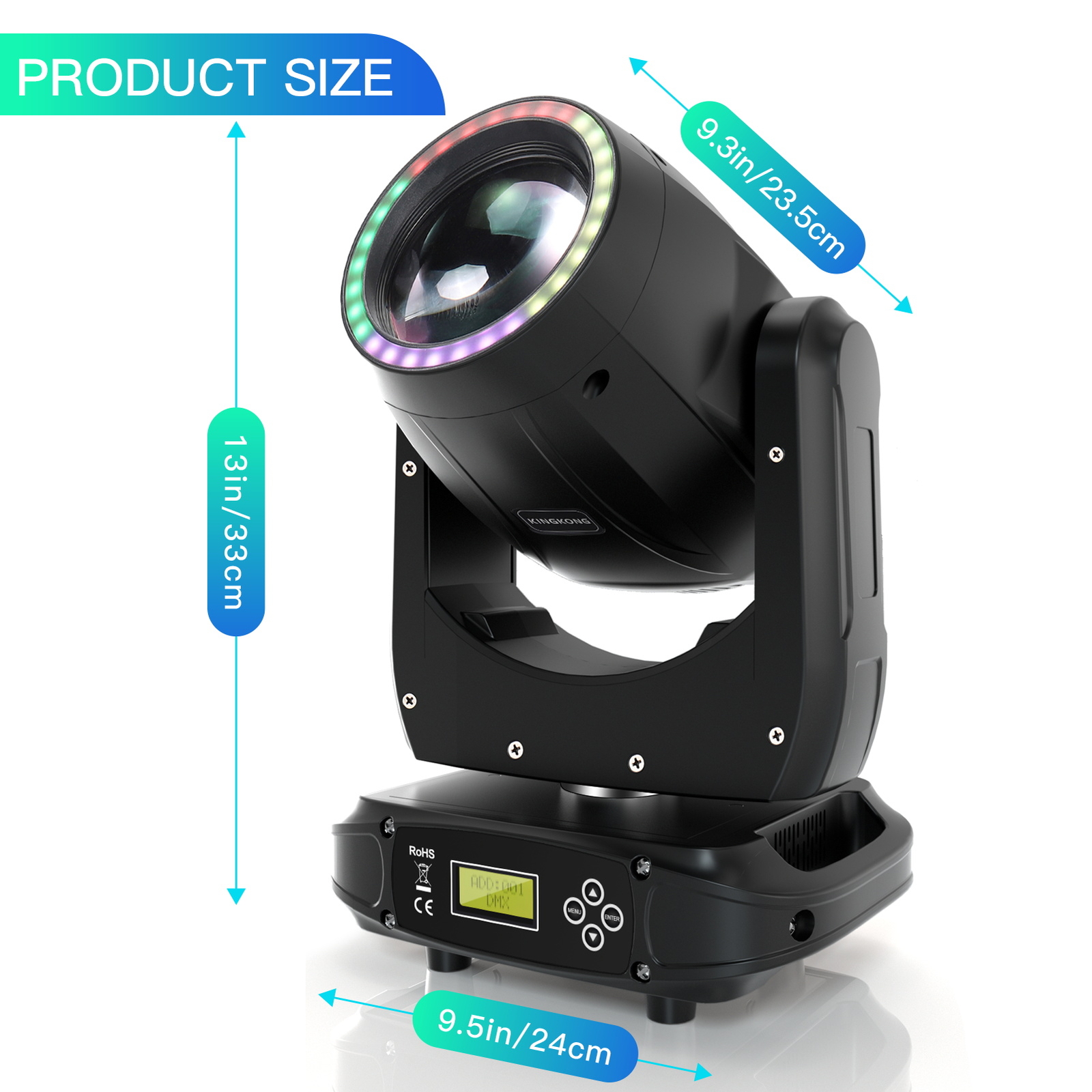 180W 5R Moving Head Light LED Beam RGBW DMX 8 Facet Prsim Stage Lighting US DJ
