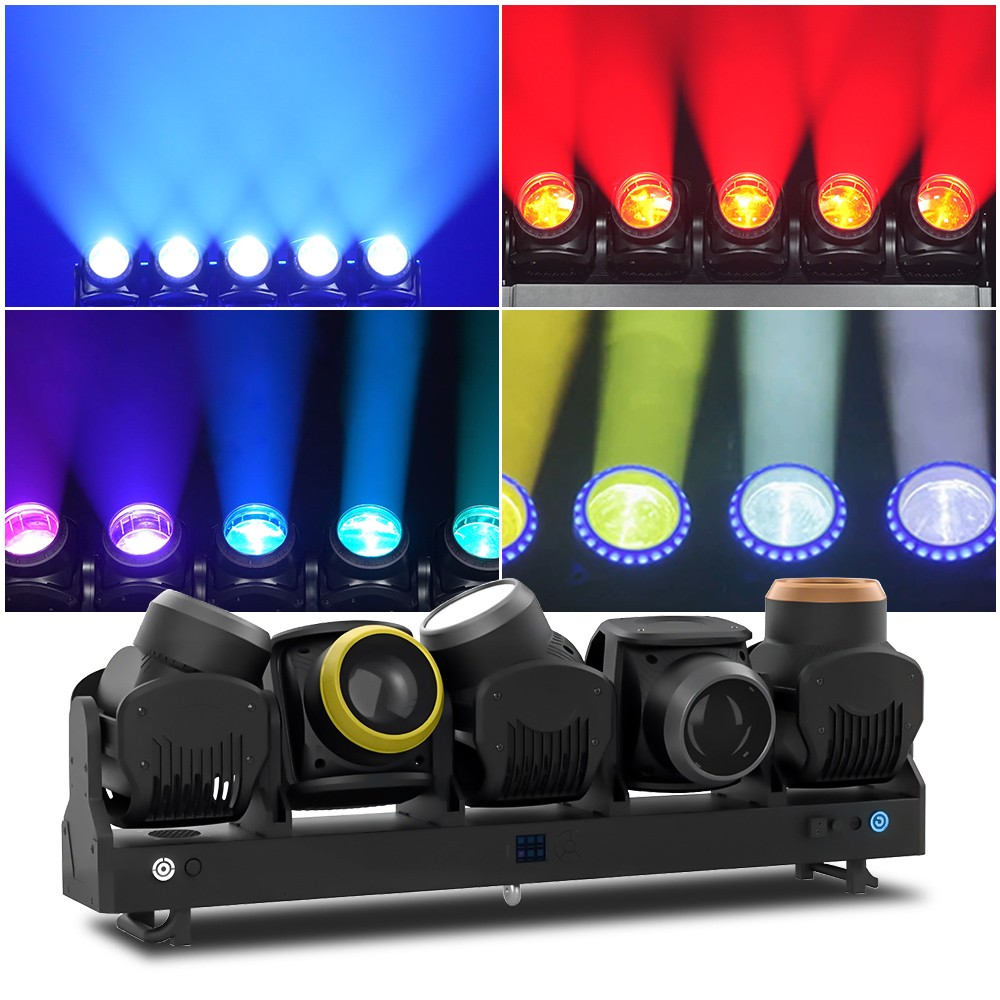 5x120W LED Moving Head Matrix Light DMX RGB 3in1 Zoom Beam Strobe Halo Ring