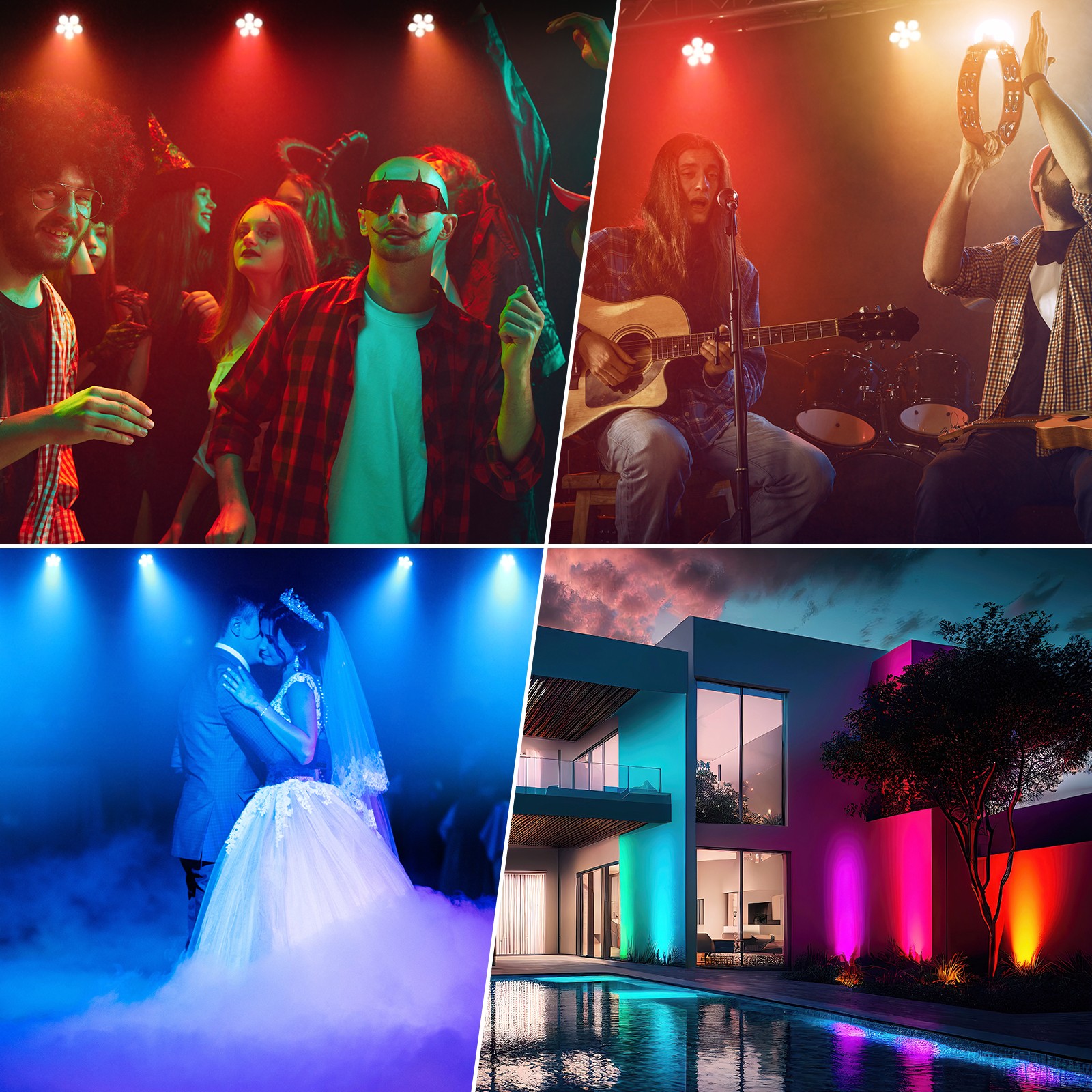 80W RGBW+UV Rechargeable 6-LED Par Can Light App Control For Show Disco