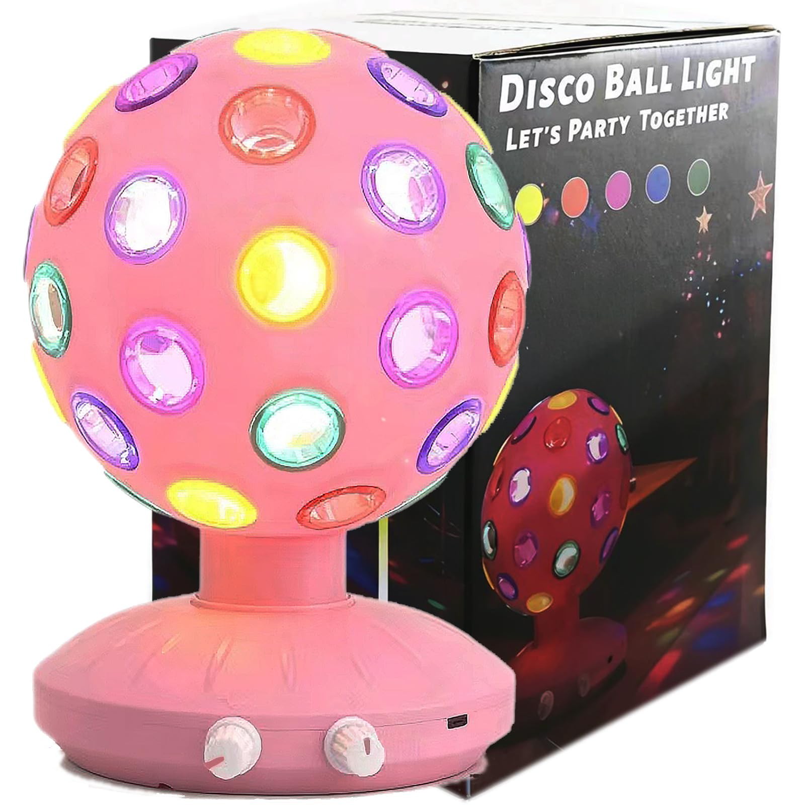 Pink 6 Inch Spinning Disco Ball Party Strobe Light Adjustable Rotating USB