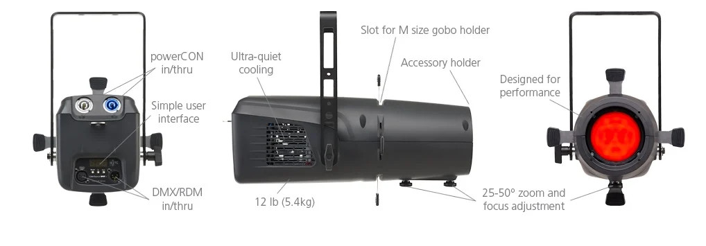ETC CSSPOTJRDB255-RST ColorSource Jr Zoom Deep Bl/Blk 25-50 degree zoom BareEnd