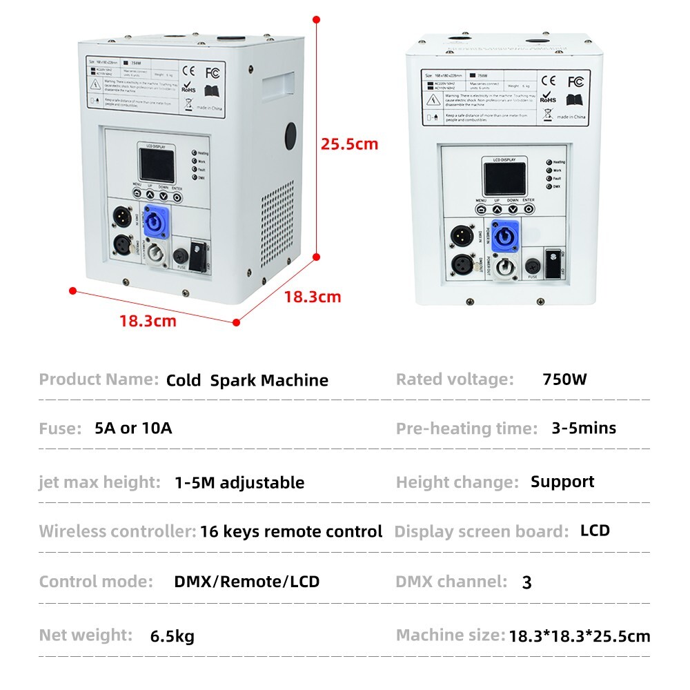 2PCS 750W Cold Spark Machine Wedding DJ Party Stage Effect Firework Machine