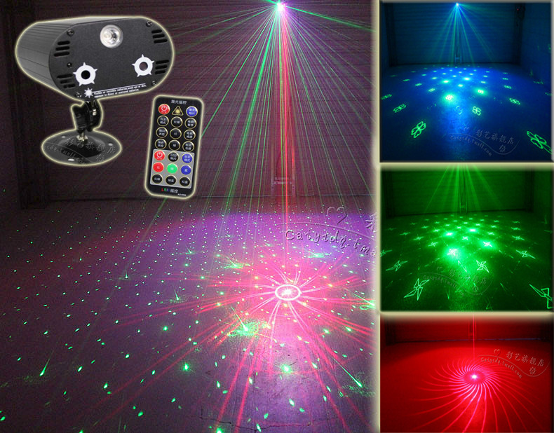 Remote 3 Lens Red Green Blue Laser Blue LED Christmas Home Party Stage Light Yc