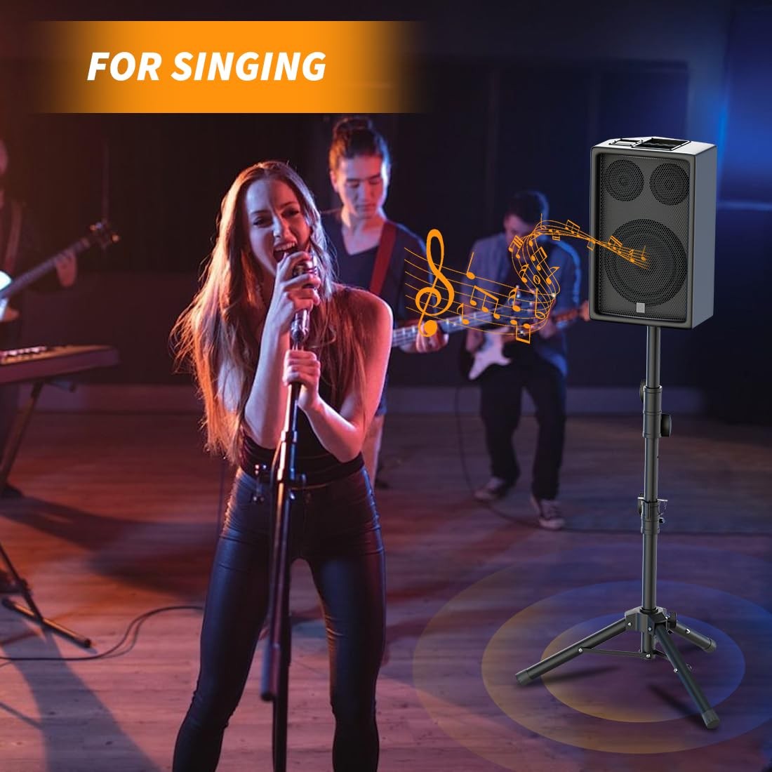 Small Speaker Stands, Lightweight 35mm Compatible Insert, Adjustable Height f…