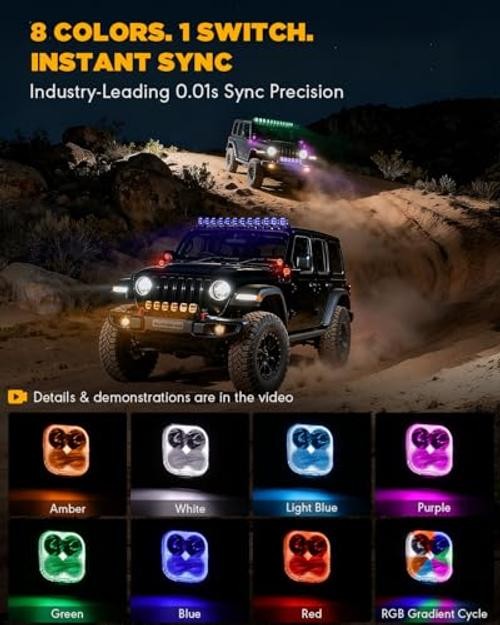 Color Play Series 3 Inch RGB LED Pod Lights Off-Road Cube Light RGBW 3″ Combo