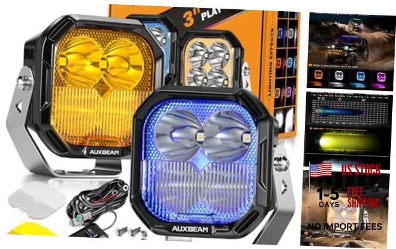 Color Play Series 3 Inch RGB LED Pod Lights Off-Road Cube Light RGBW 3″ Combo