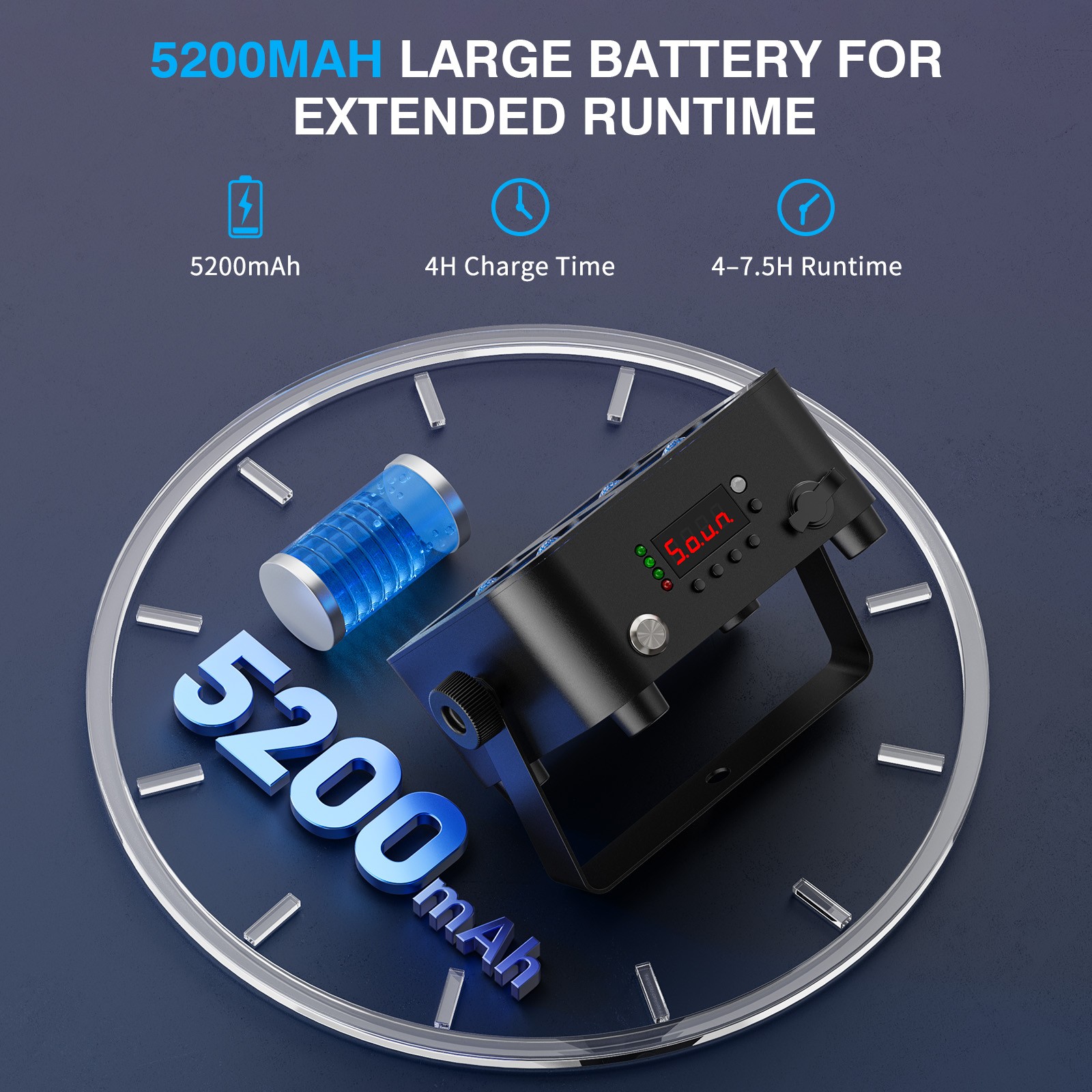 LED 4x25W RGBWA+UV Battery Powered WIRELESS DMX Par Can DJ Uplighting Up Light