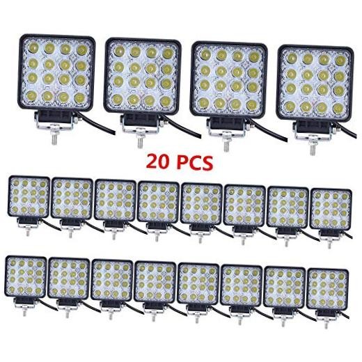 Led Light Bar, 20PCS 4inch 48W LED Square Light Spot Lights Off Black 20pcs