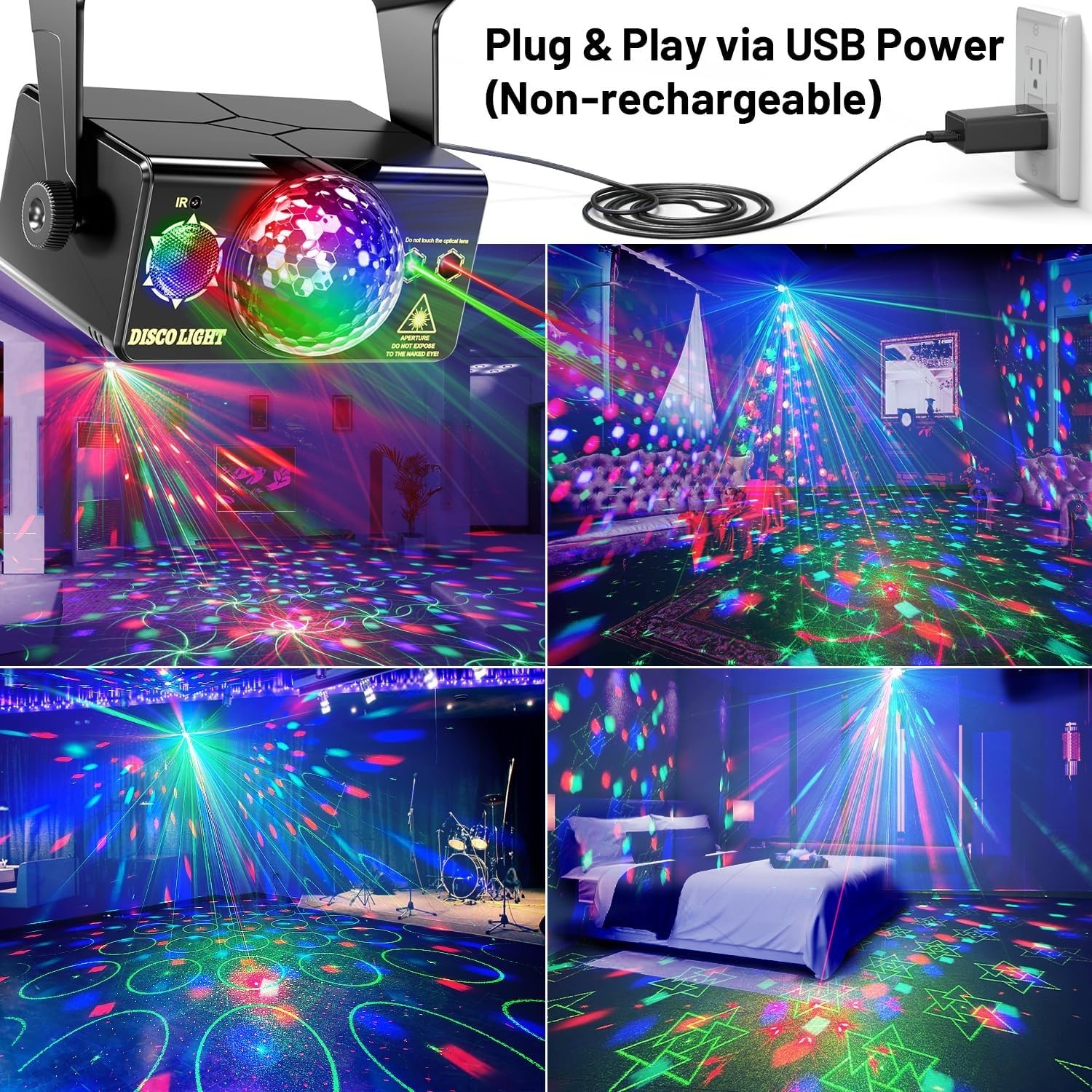 RGB Sound Activated Party Lights with Multiple Effects – Indoor & Outdoor