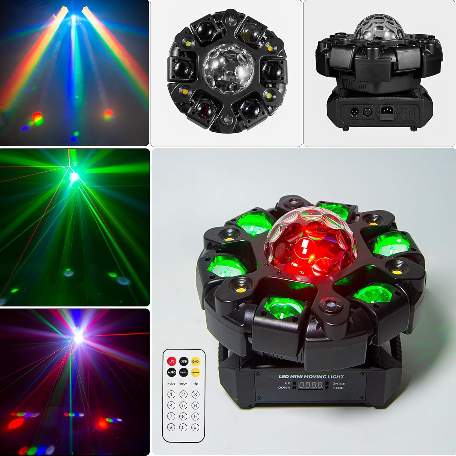 Moving Head DJ Light RGBW 120W Color-Changing Glowing Magic Ball, Red Green Star