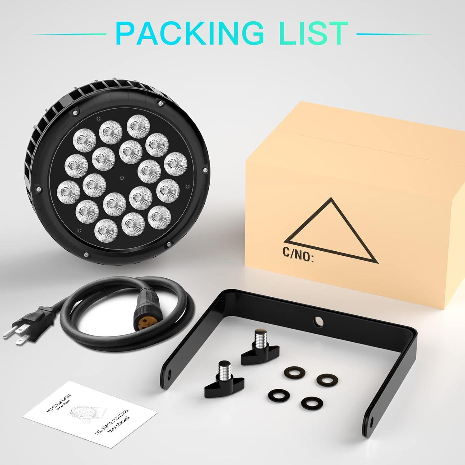 1 LED Stage RGBW Par Light 18X10W IP65 Waterproof Remote DMX Sound Activation