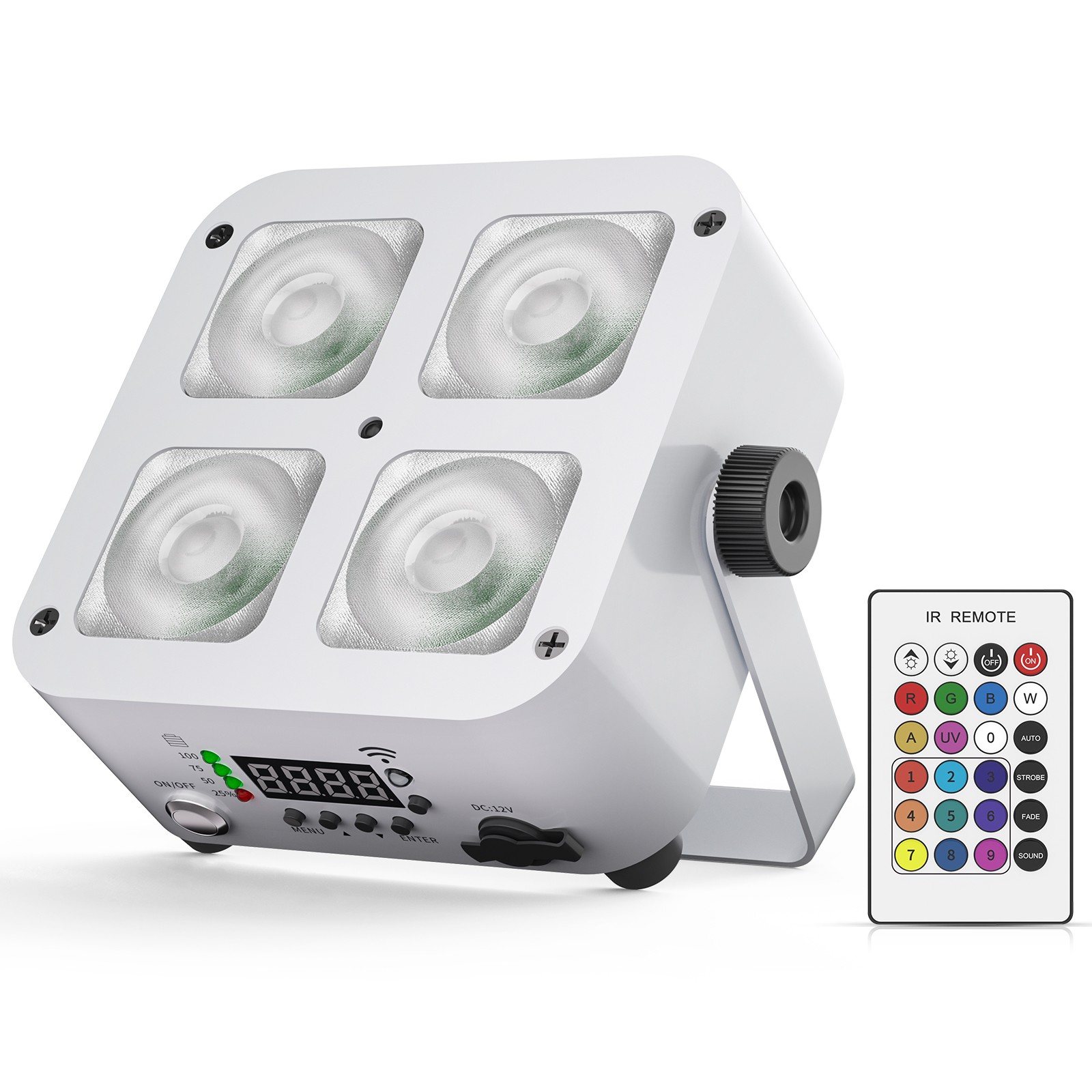 4x25W RGBWA+UV LED PAR Stage Light Rechargeable Battery DJ Lighting Wireless app