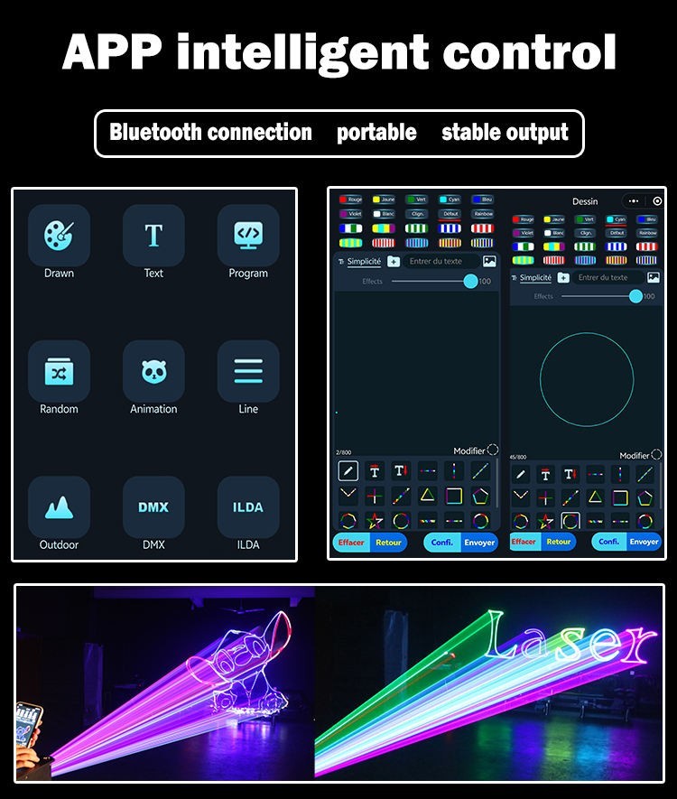 500mw Portable RGB Lazer APP Control Battery Powered Party DJ Animation Laser
