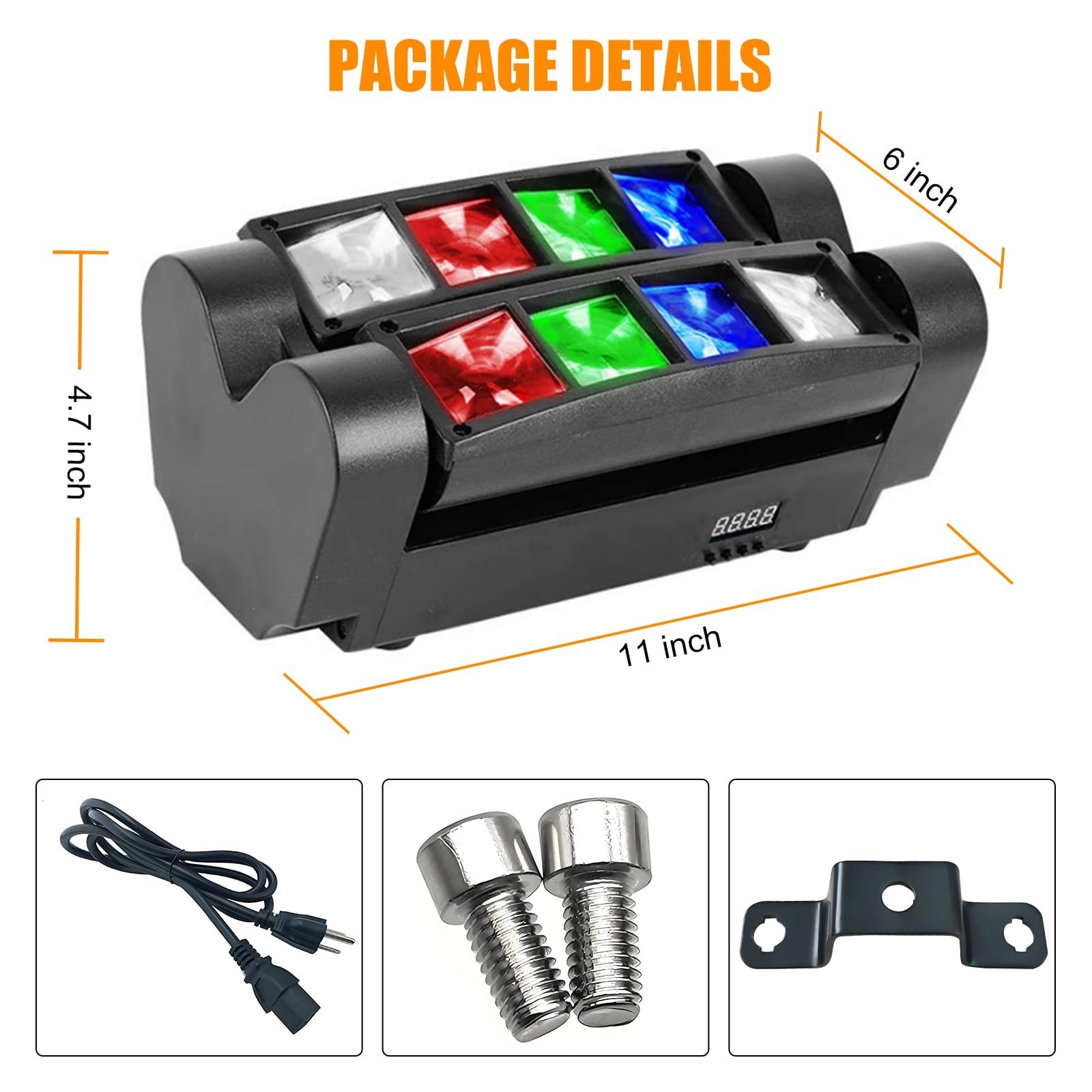 8x 3W RGBW Spider LED DJ Lights, 540° Moving Head, DMX Sound Activated Party Lig