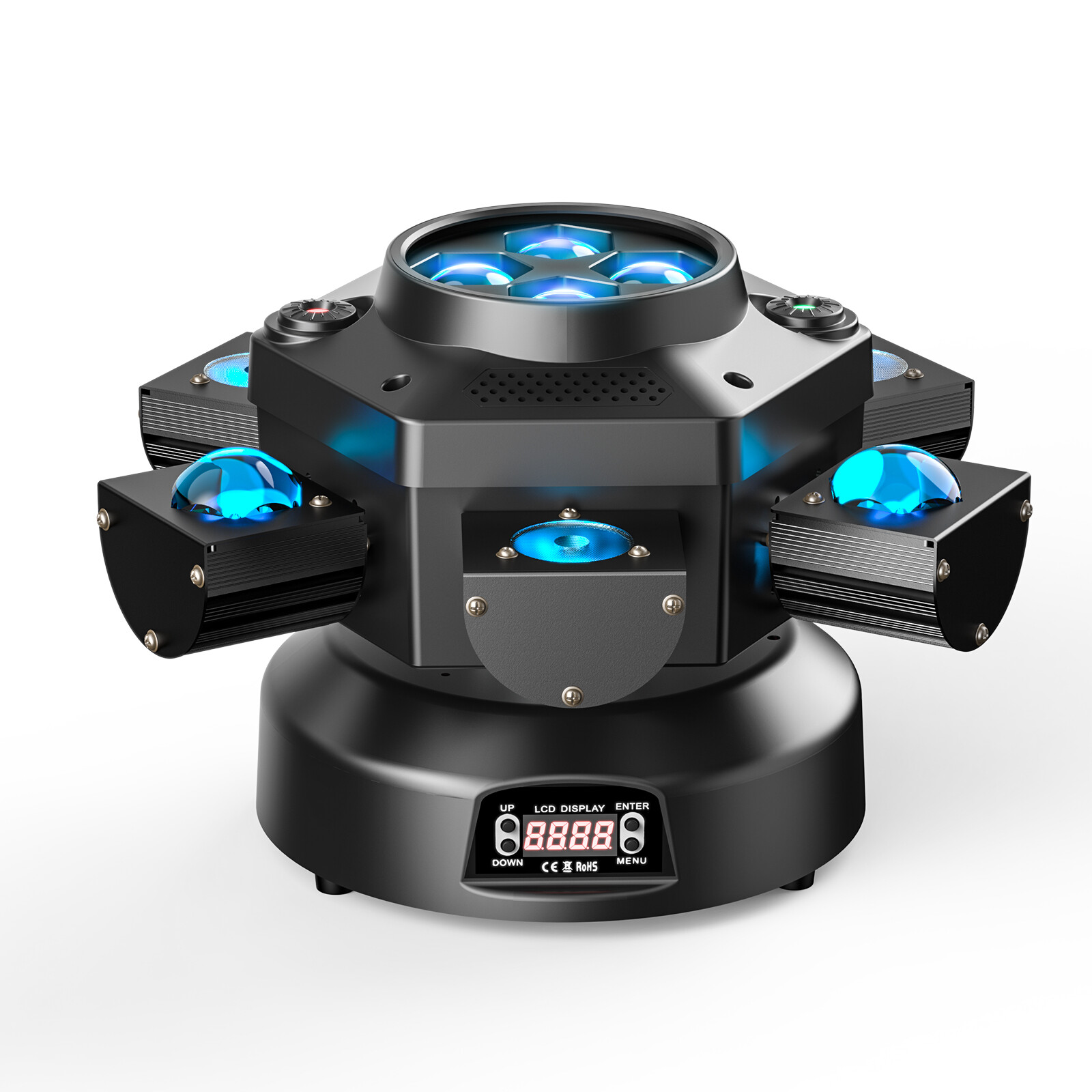 6 Arm Bee Eye LED Stage Lighting Moving Head Beam Light with Laser DJ Disco Bar