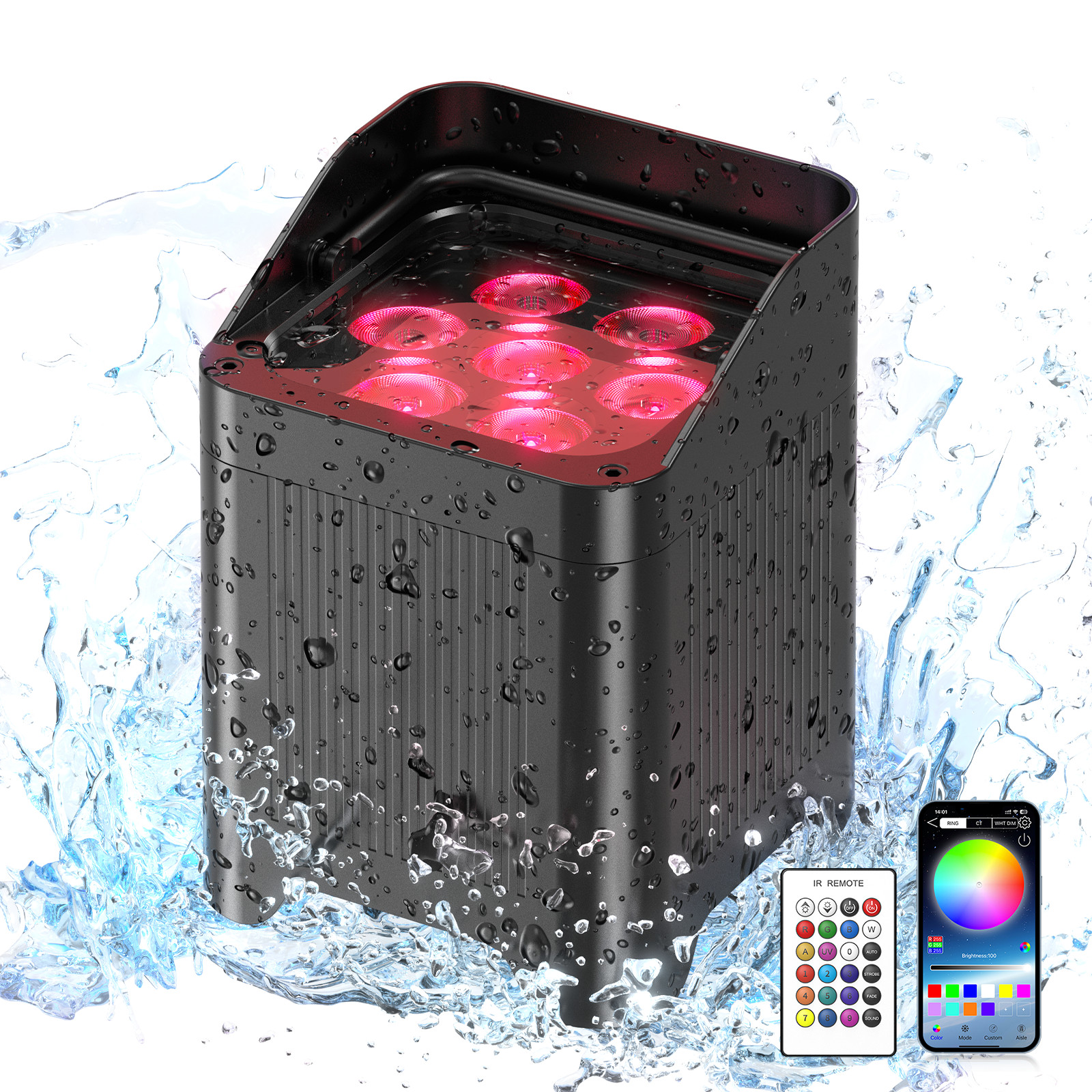6Pcs Waterproof Wifi APP Smart LED Par Light 7x20W RGBAW+UV Battery w/Flightcase