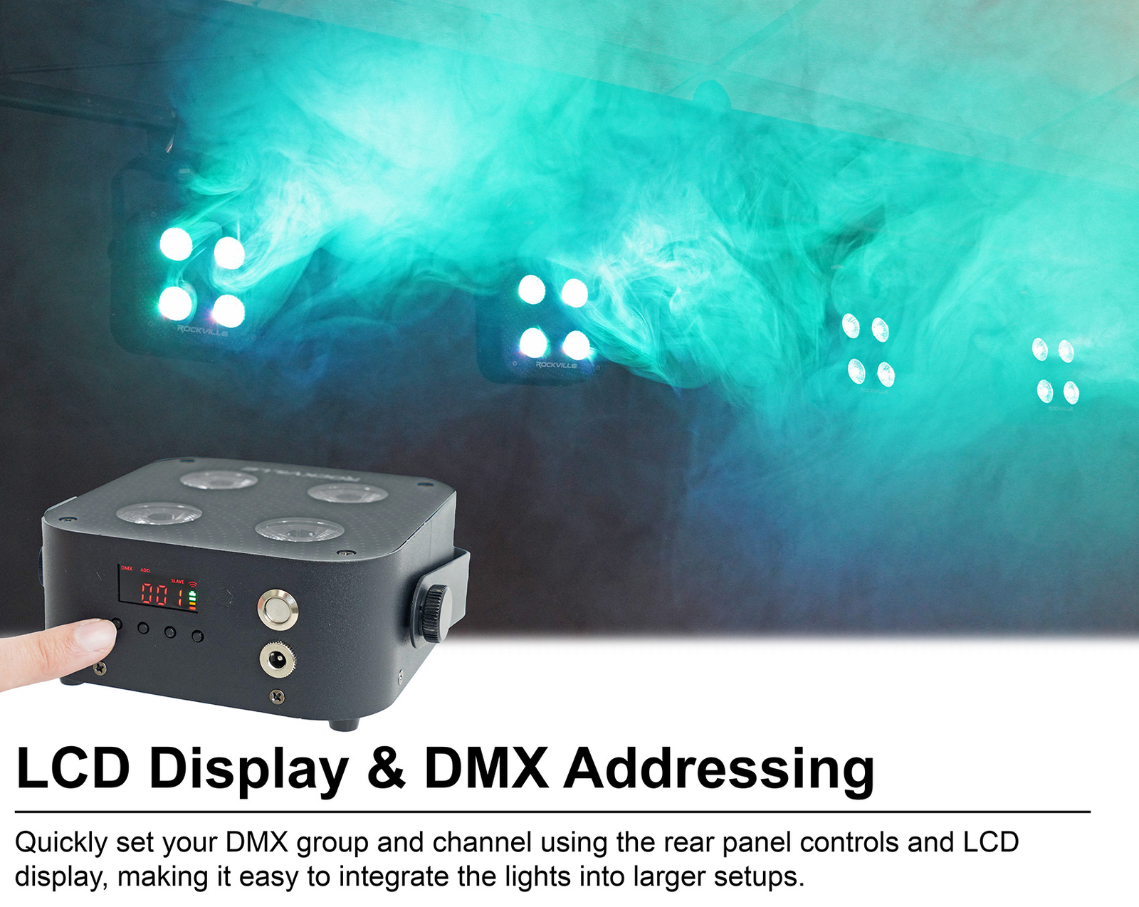 Rockville MINI RF4 V2 Black Pro DJ Par Wash Up Light+RF Remote+APP+Wireless DMX