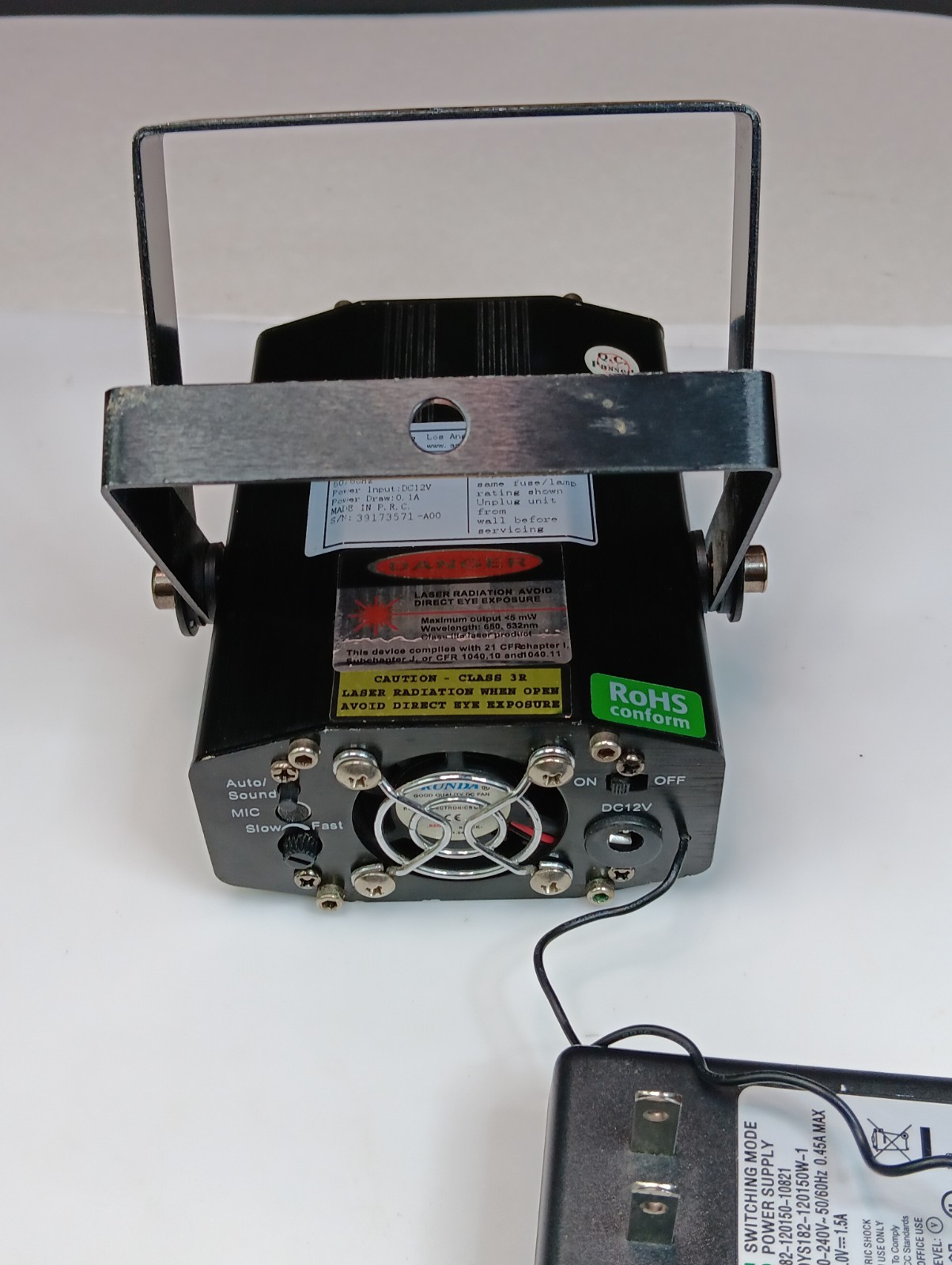 American DJ Micro Galaxian Green/Red Sound Active Laser w/ Cord-No Remote