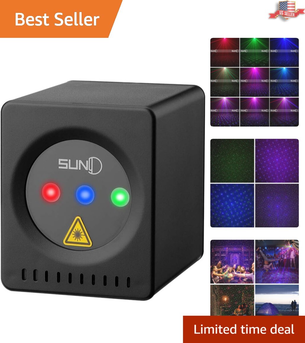 Mini Portable Rechargeable Laser Lights – RGB Stars Patterns – Sound Activated