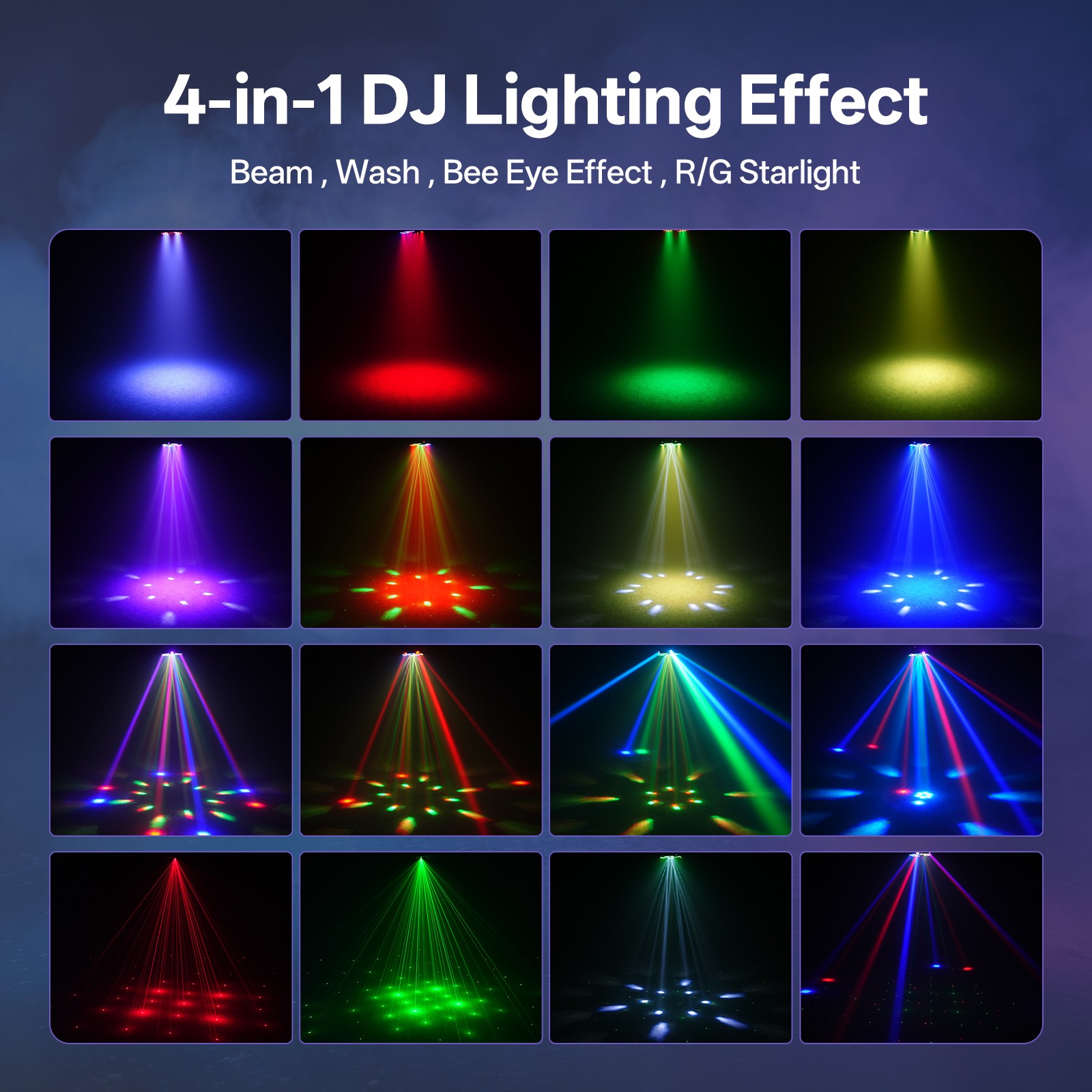 150W Beam LED Stage Effect Light 540° Rotation RGB Wash Laser Light Sound Auto