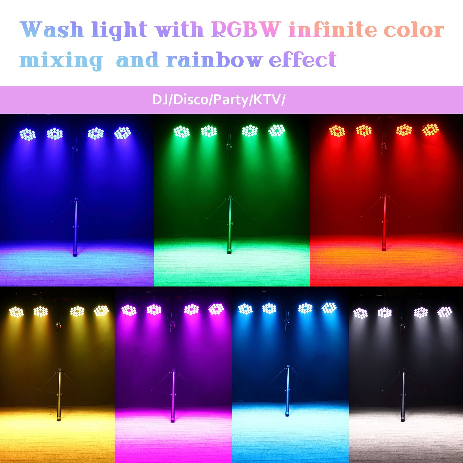 1-8x Bright HOLDLAMP 270W RGBW 18 LED Wash Par DMX Stage Lighting Disco Show Gig
