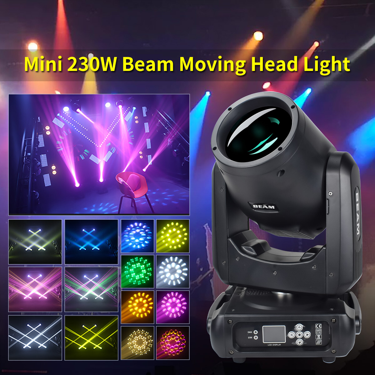 Beam 7R 230W Moving Head Light Mini Stage Light Effect DMX 512 for Disco Bar