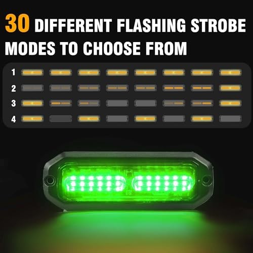 8PCS LED Strobe Lights 12V Sync Feature 12LED Emergency Hazard Warning Green