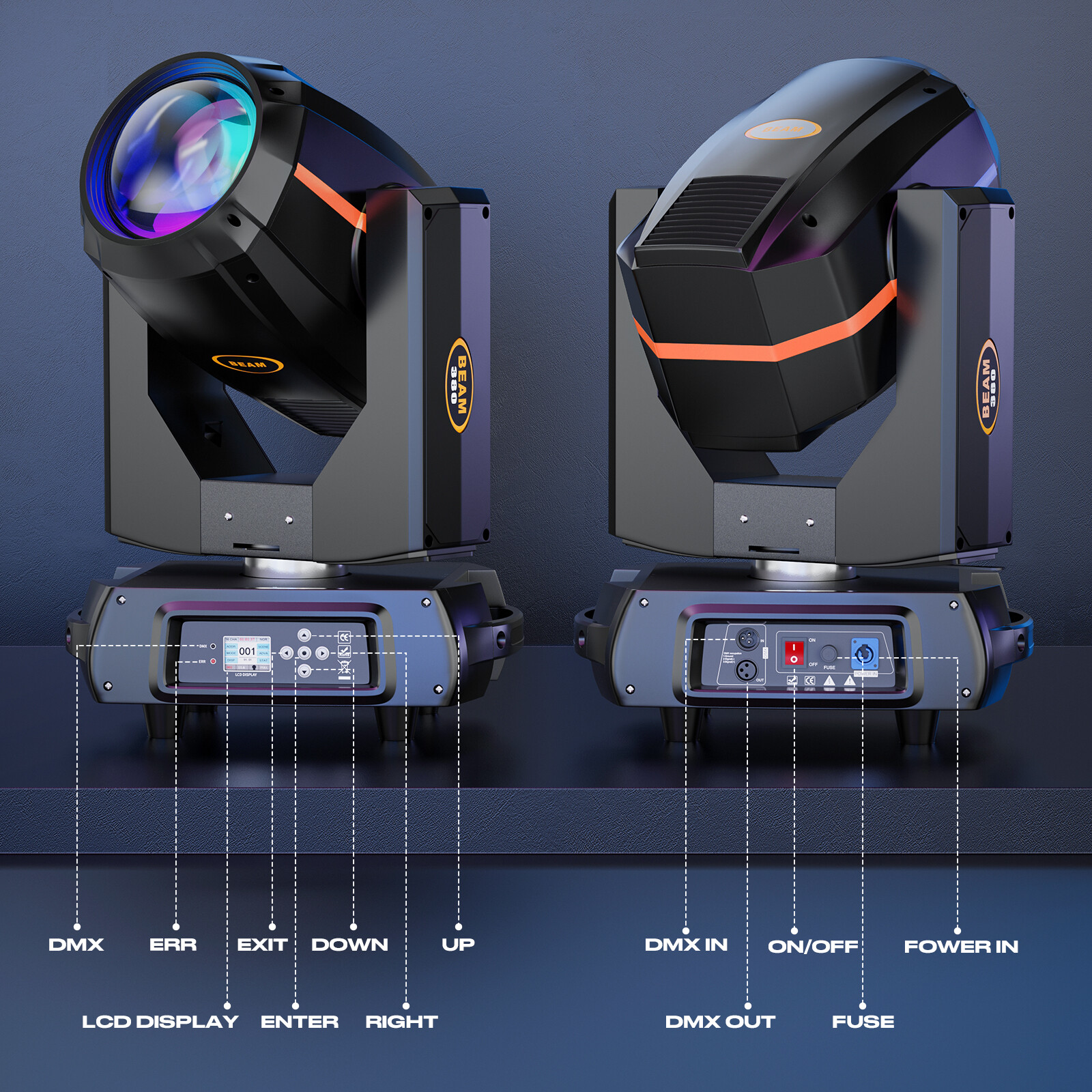 380W 20R Moving Head Stage Light 48Prism RGBW Gobo DMX Beam Strobe Disco Light