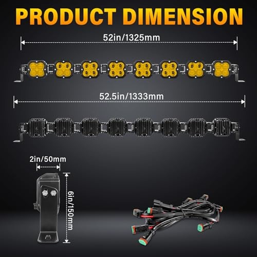 52 Inch 240W Curved Linkable Yellow LED Light Bar with 240W Combo 3500K Yellow