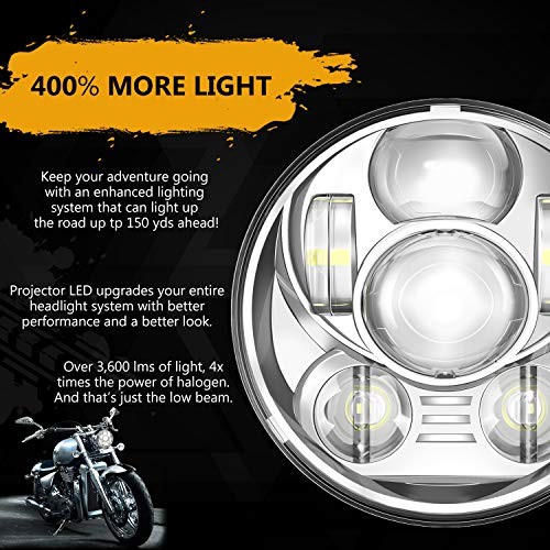 5-3/4 5.75 inch Aluminum Metal Head light Compatible with Sportster, Silver