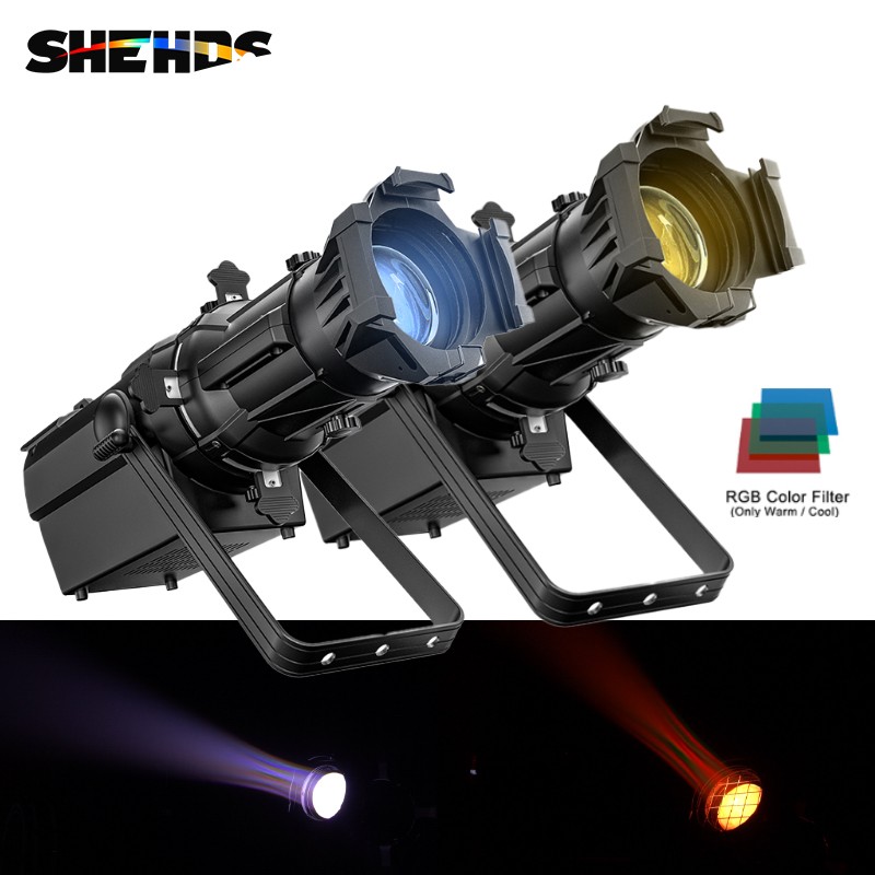 SHEHDS 2Pcs LEKO Profile Spotlight 250W LED Warm+Cool White Prime Lens Stage Bar