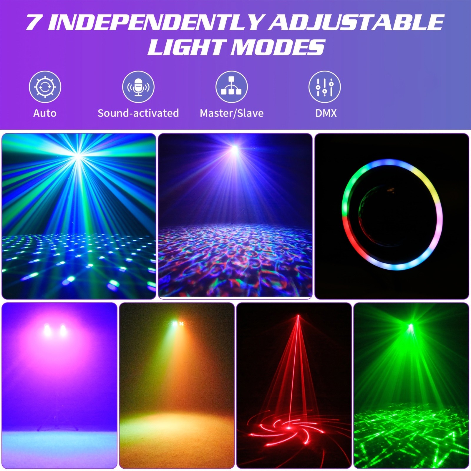 80W 7-in-1 DJ Disco Light with Stand DMX Sound Activated Rotating Ball Carry Bag