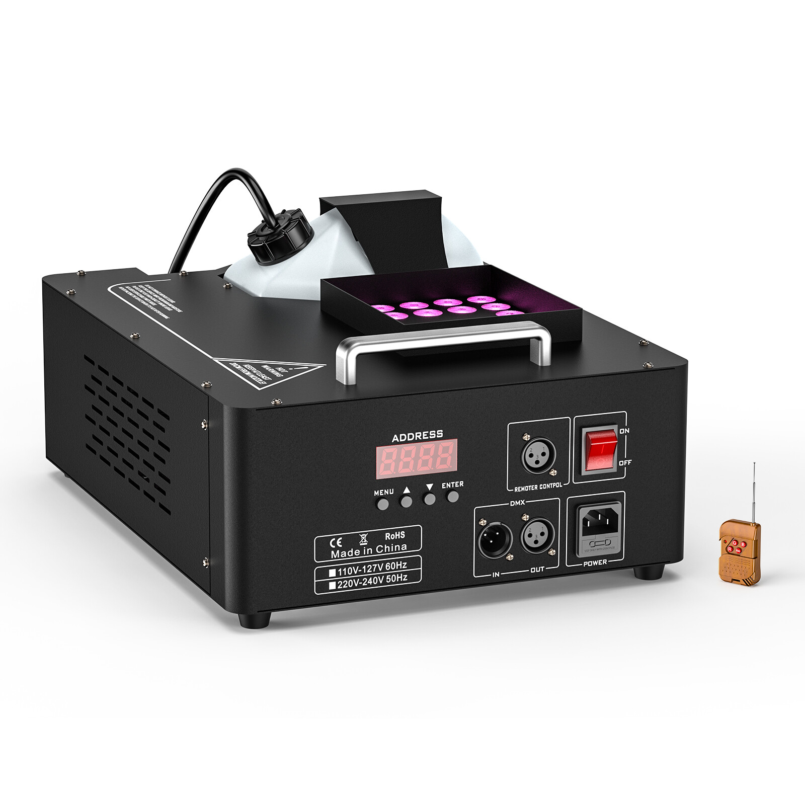 Smoke Fog Machine DMX DJ Party Vertical Spray Fog Stage Light RGB 24LED Light US