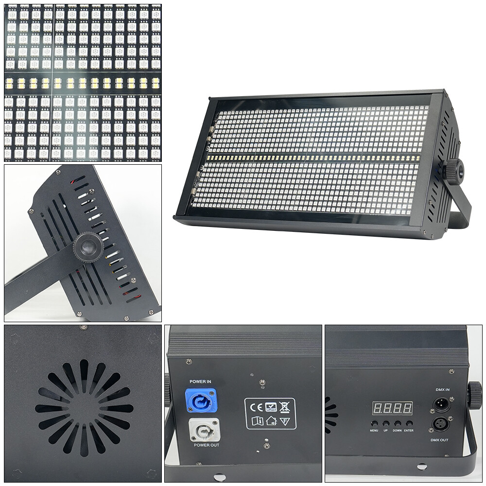 6 Pack 1000W 960pcs 8+8 Segment RGB DMX LED Strobe Wash Light with Flight Case