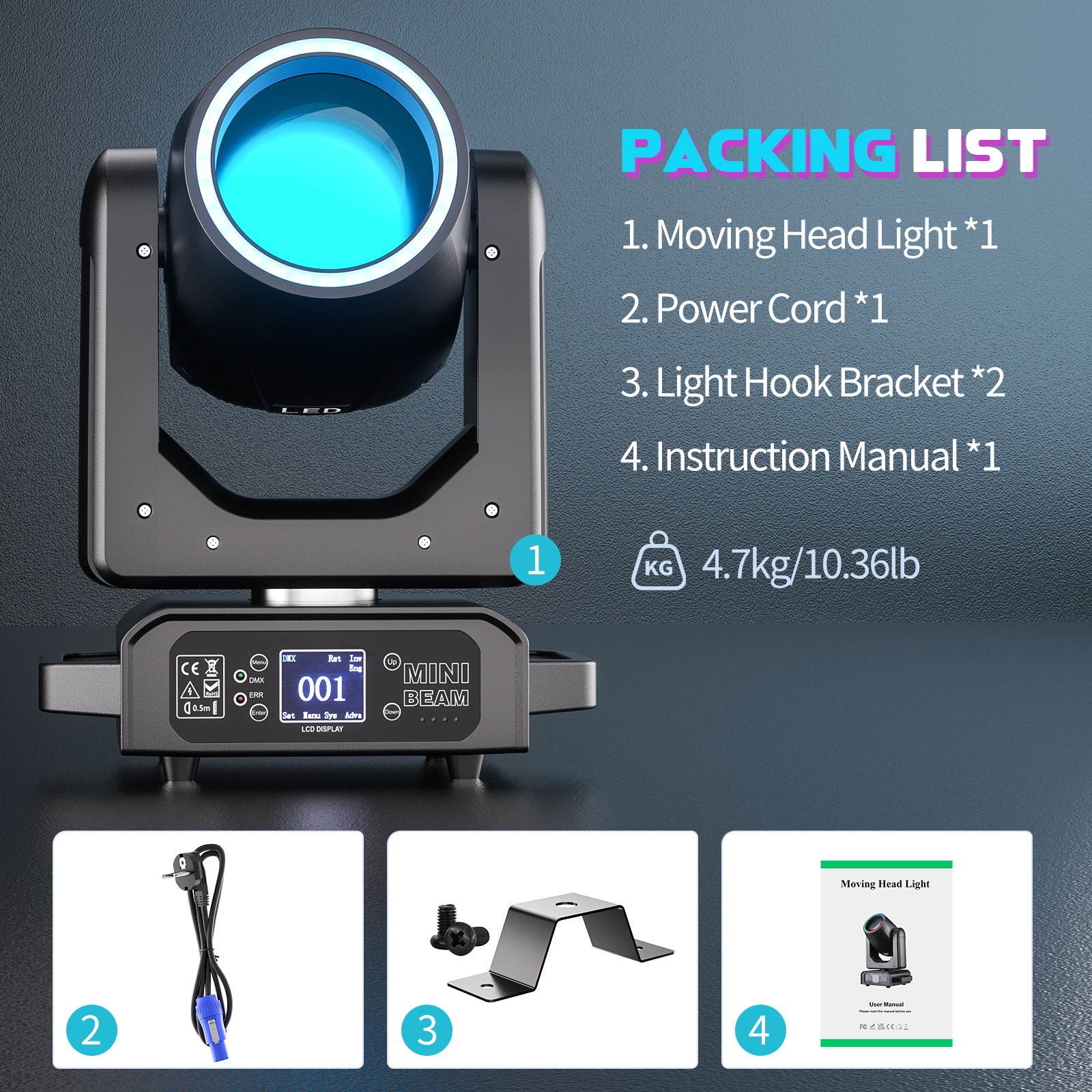 250W RGB LED Moving Head Beam Light DMX512 RDM Sound Control Party Disco