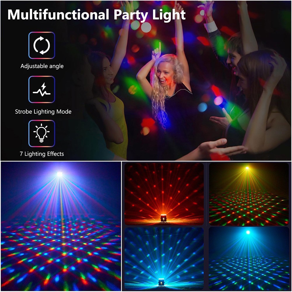 Mini Disco LED Stage Light Party RGB Lights Sound Activated Night Lights Remote