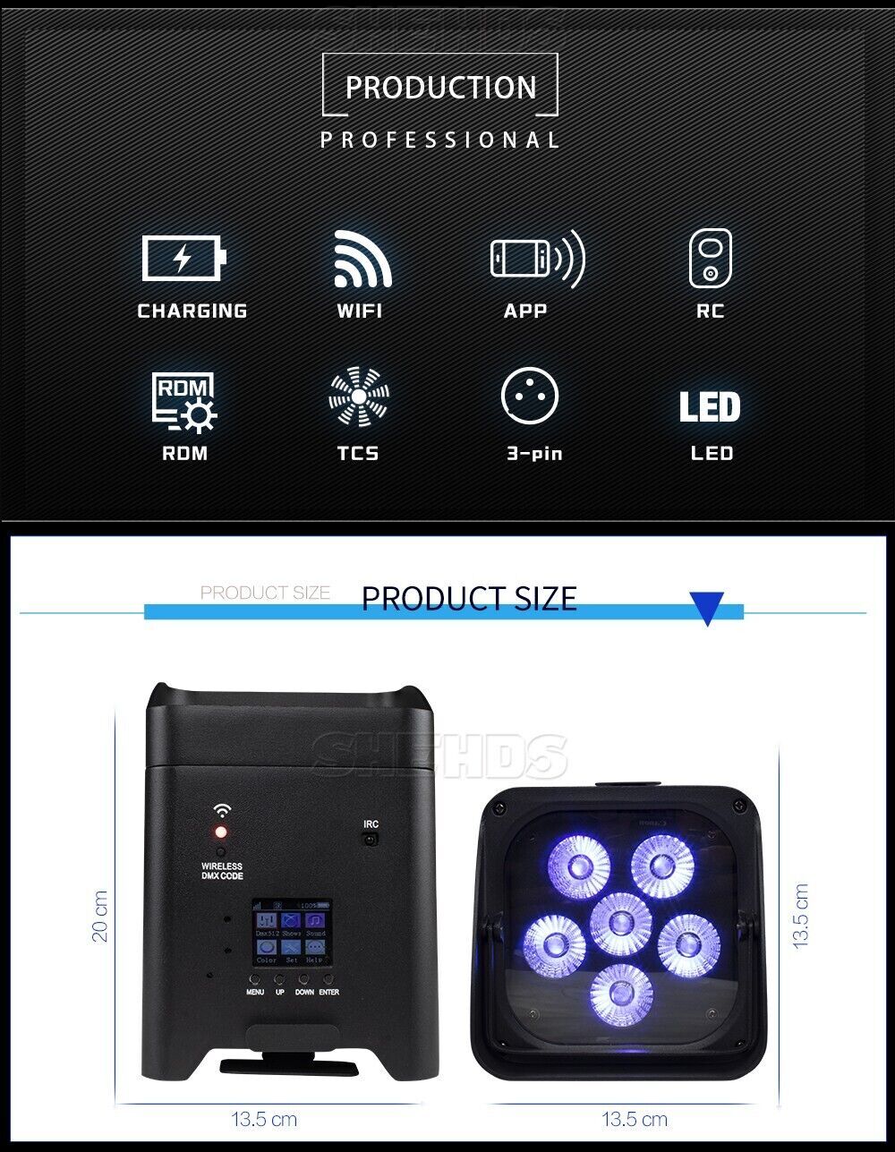 6x18w RGBWA+UV 6in1 Wireless Battery LED Par Light Wifi APP Smart Bar Stage KTV