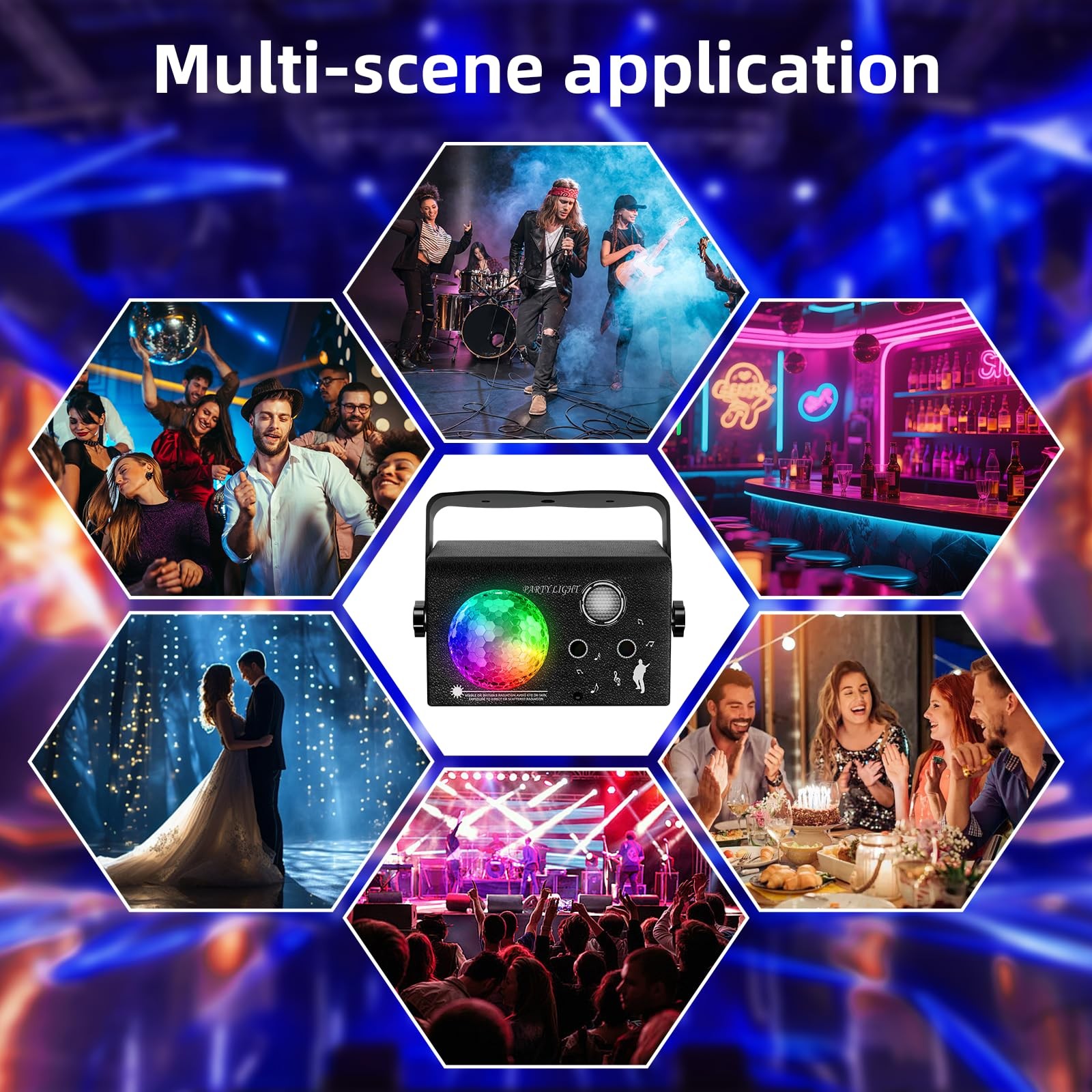 Square Party Lights 4 Modes Sound Activated DJ Disco Ball USB Stage Strobe