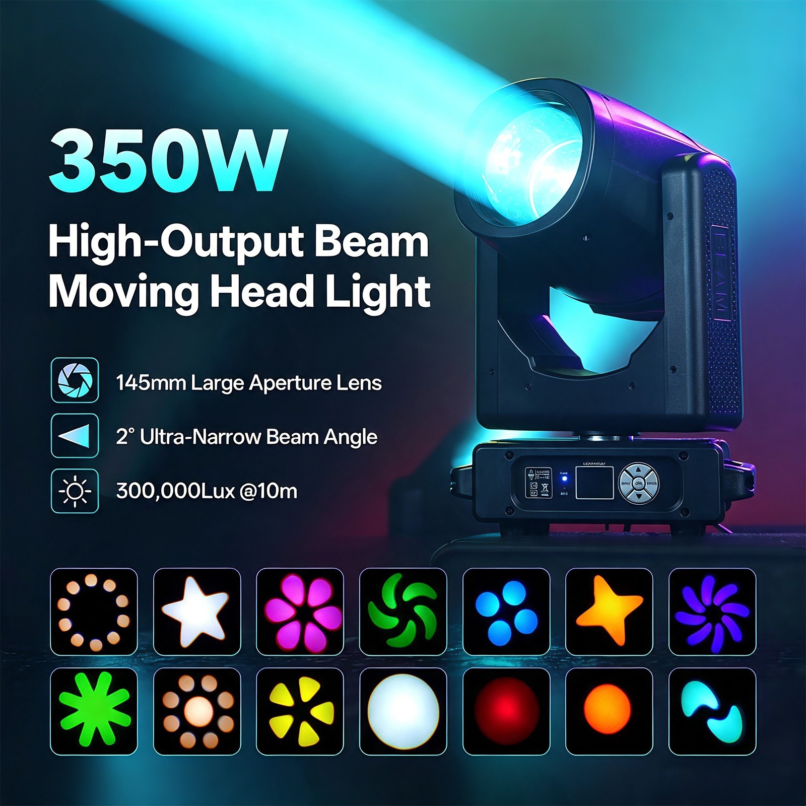 350W LED 8+48Prism Moving Head Light RGBW DMX Gobo Beam Stage Spot Lighting DJ